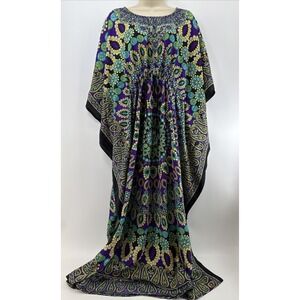 Women Polyester Long Kaftan Hippy-Boho-Maxi-One-Women Ethnic Dress Night Purple